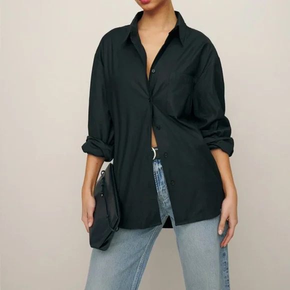 Reformation Will Oversized Shirt Black - Picture 6 of 7